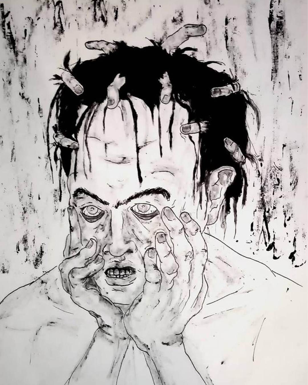 ilustración de rostro con ansiedad